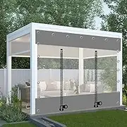 Clear Tarpaulin Waterproof, Grey Transparent Tarpaulin Side Panels,Outdoor Clear Waterproof Tarp Curtains with Zip Door,PVC Tarpaulin Rain Curtain for Pergola Patio Gazebo Porch Canopy,with Grommets,