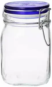 Bormioli Rocco Fido Square Jar with Blue Lid - 33¾ oz 1L