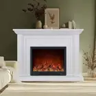 Kingsley 1500W Electric Fireplace Heater White Mantel Suite With 30" Orion Inser