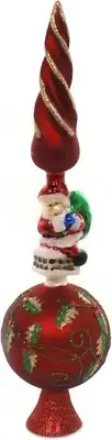 Kurt Adler Glass Santa Claus Design Treetop, 16-Inch
