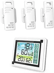 WAZIJ Weather Station Alarm Clock Thermometer Hygrometer Touch Screen Wireless Outdoor Sensor Sunrise Sunset Hygrothermograph