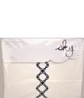 Sky Embroidered Percale KING Duvet & Shams Set White / Navy Blue- New