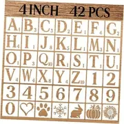 Letter Stencils Numbers Craft Stencils, 42 Pcs Reusable Plastic Alphabet 4 Inch