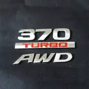 1 Set 370 TURBO AWD Chrome Red Metal Decal Emblem Sticker Badge SUV Grand Luxury (for: Mitsubishi)