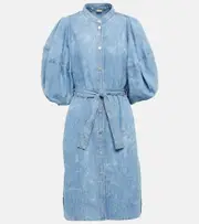 [Stella McCartney] Stella McCartney Puff-sleeve denim shirt dress AU 2 blue