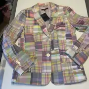 Brooks Brothers NWT Patchwork Madras Plaid Blazer Jacket Size 10