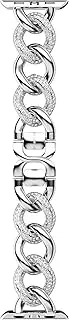 [Swarovski] Sparkling chain strap compatible with Apple Watch®, Silver tone, Stainless steel, Silver, One Size, Modern
