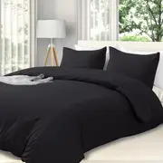 LINENOVA 2000TC Hotel Soft Quilt Cover Pillowcases Set(Black,Super King)