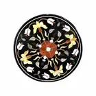 15" Inlay stone Work Coffee Table Top Black Round Shape Marble Corner Table