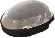 Durable Mono Base Men Toupee 100% Human Hair Hair Replacement System for Men Natural Black Invisible Hairline Man Wig
