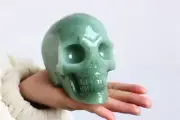 0.94kg Natural Aventurine skull quartz crystal skull carved reiki decor gift