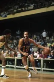 New York Knicks Walt Frazier in action vs Boston Celtics at Boston- Old Photo
