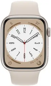 Apple Watch Series 8 - 32GB - Starlight-Aluminum-Sport Band-Starlight - GPS - 45mm - Starlight - Aluminum - Starlight - Sport Band - Rubber - Refurbished (Premium Condition)