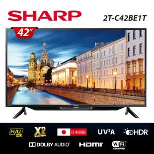 【SHARP 夏普】42吋 FHD 智慧連網液晶顯示器+視訊盒 2T-C42BE1T (不含安裝)