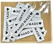 20PCS LIGHT GREY Handmade with Love Fabric Label Woven Fabric Sewing Cotton Garment Label Tag