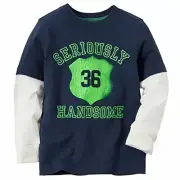Carter's Boy's Layered Long Sleeve "Seriously Handsome" T-shirt; Navy (3 Months)