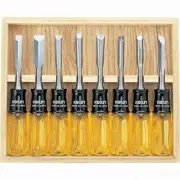 KAKURI Wood carving Chisel paulownia box set of 8 Japanese Chisel NOMI