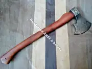 Custom Made Forged Damascus Steel Cold Bear Forest AXE with Rose wood Handle