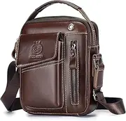 [SCHLATUM] Small Messenger Bag for Men Genuine Leather Crossbody Shoulder Bag Men Purse Casual Daypack Mens Handbag