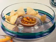 Pfaltzgraff Ocean Breeze Chip & Dip 10 Inch Platter Server Hand blown Glass