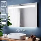 Bathroom LED Mirror Anti-fog Touch Button Illuminated Light Wall Hung 1000x700mm