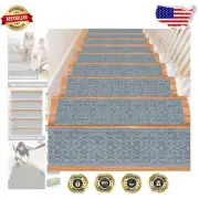 15-Pack Non-Slip Stair Runners - Light Gray Peel & Stick Carpet for Safety