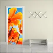 Door Stickers Self-Adhesive Beautiful Flower Art Door Stickers Home Decoration Mural Porch Wallpaper Poster(77x200cm)