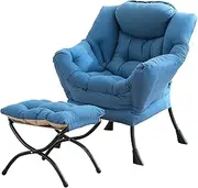 Tiita Lazy Chair with Ottoman, Modern Large Accent Lounge Chair, Leisure Sofa Armchair with Ottoman, Reading Sofa with Footrest for Bedroom, Living Room, Dorm Rooms, Garden and Courtyard (Blue)