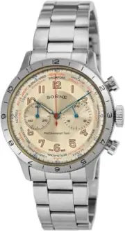 Sonne HI003IV Pilot Chronograph Type-I Ivory Dial Stainless Mens Watch New