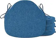 OVOV Chair Cushions for Dining Chairs Set of 4 Windsor Seat Cushion for Kitchen Room Chair Thick Textured Chair Pads with Ties and Non-Slip Bottom(16x15 Inch Blue)