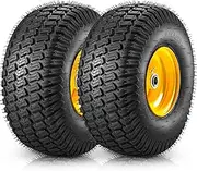 MaxAuto 15x6.00-6 Tire and Wheel, 15x6.00-6 Lawn Mower Tires, 15x6-6 Front Tire Assembly Compatible with John Deere/Cub Cadet Riding Mowers, 3" Offset Hub 3/4" Bearings, 570lbs Capacity, Tubeless