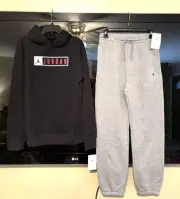 Nike Air Jordan Boys Fleece Jumpman Hoodie & Joggers Pants Set BLK GREY XL 18 20