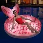 Mermaid Inflatable Pool Float Chair, Solar Powered Pink Pool Float with Lights,