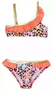 JANTZEN Animal Print/Gold Bikini Set for Girl Size 14 NWT $50