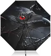 [PDZRMY] Gothic Raven UV Protection Travel Umbrella Compact for Rain and Sun - Auto Open and Close UPF 50+ Windproof Portable 46” Sun Umbrella for Women and Men