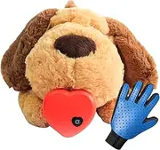 Puppy Heartbeat Plush Toy - Comforts Dogs to Sleep - Soft Plush Toy to Relieve Anxiety, Lonely Cure for Dogs - Realistic Heartbeat - Perfect Behavioral Training Toy with Free Glove (Dog)