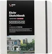 Etchr Sketchbook 8” Square - Hot Press Mixed Media 100% Cotton Sketchbook - Hardcover Sketchbook - 8”x8" with 52 Pages