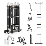 Multi-Purpose Folding Ladder 7-in-1 3 Step 12ft with Scaffolding Plank