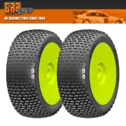 NEW GRP 1:8 Buggy EASY B Medium Mounted Tires w/YEL Wheel 2 F/R FREE US SHIP