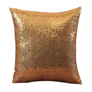 Decorative Glitzy Sequin & Comfy Satin Solid Throw Pillow Covers 18 Inch Square Pillow CaseYellow
