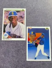 2 Card Lot- 1990 Upper Deck Ken Griffey Jr #24 Checklist & #156 Base- Mariners