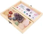 ERINGOGO 1 Set Natural Crystal Specimens Raw Quartz Stones with Box for Collectors Geology Activities and for Home Decor and Educational Purposes