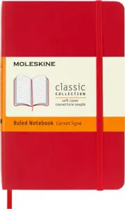 Classic Soft Cover Notebook - Ruled - Pocket - Scarlet Red, (QP611F2)
