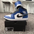 Nike Air Jordan 1 Mid Shoes Game Royal Black White DQ8426-402 Men's Size 9.0