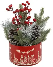 Flora Bunda Xmas Mix In 7In Red Cityscape Ceramic