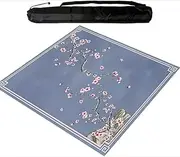 Square Mahjong Mat with Black Carrying Bag, Thick Mute Tablecloth, Table Mat for Mahjong, Paigow, Poker, Card and Board Games,Blue (80 cm/31.49 in)