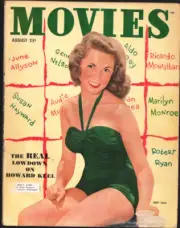MAG: Movies 8/1952-Janet Leigh swim suit cover-June Allyson-Audie Murphy-Howa...