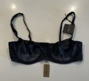 Love Haus By Beach Bunny 34D Black Stripe Illusion Unlined Sheer Bra Underwire