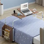 Over-Bed Tables, Tiltable movement with castors and laptop holder and length adjustable for laptop computer table on bed(B,80cm)