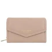 Lettering PVC Panel Faux Leather Trifold Wallet Mauve Pink - One Size
